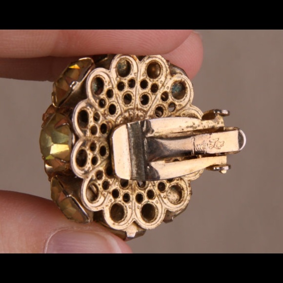 Judy Lee Clip On Earrings Emerald Green Rhinestone - Picture 4 of 4